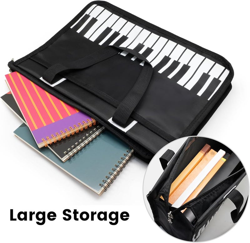 BestSounds Piano Bag, Zipper Waterproof Oxford Cloth Music Piano Accessories Book Bag Tote for Students Kids, Girls, Women, Gifts for Music Lovers Musicians (Black) - Image 3